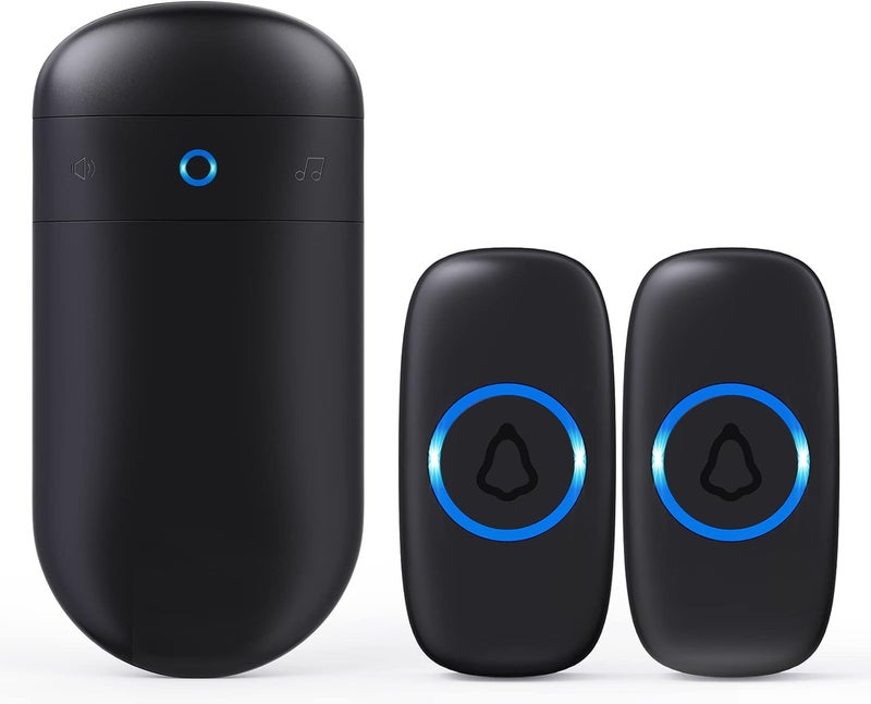 SECRUI Wireless Doorbell with 2 Buttons – Doorbell Kits for Front Door Back Door– Battery Operated Doorbell with 52 Chimes, LED Flash, 5 Volume Levels – Waterproof Modern Doorbell – Over 1000FT - Image 1